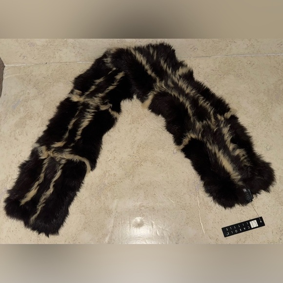 Vtg Carole Little Rabbit Fur Scarf Keyhole Opening Animal Print Mob Wife 90s NWT - Picture 2 of 10